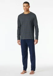 Schiesser Schlafanzug Casual Essentials Dunkelblau/Grau