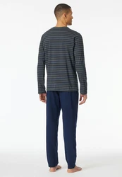 Schiesser Schlafanzug Casual Essentials Dunkelblau/Grau