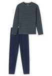 Schiesser Schlafanzug Casual Essentials Dunkelblau/Grau