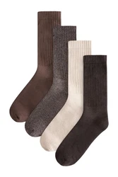 Next Schwere Socken 4er-Pack Dunkelbraun/Grau/Khaki/Beige/Braun