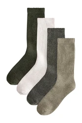 Next Schwere Socken 4er-Pack Dunkelgrün/Khaki/Grau