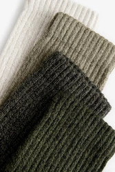 Next Schwere Socken 4er-Pack Dunkelgrün/Khaki/Grau
