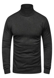 behype Rollkragenpullover TIBERIUS Slim Fit-Schnitt Dunkelgrau/Grau/Schwarz