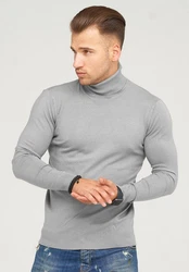 behype Rollkragenpullover TIBERIUS Slim Fit-Schnitt Dunkelgrau/Grau/Hellgrau