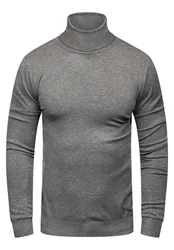 behype Rollkragenpullover TIBERIUS Slim Fit-Schnitt Dunkelgrau/Grau/Hellgrau