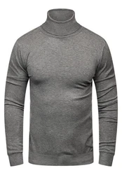 behype Rollkragenpullover TIBERIUS Slim Fit-Schnitt Dunkelgrau/Grau/Hellgrau