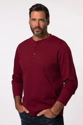 JP1880 T-Shirt Henley Langarm Piqu (JP1880) Dunkelrot/Bordeaux