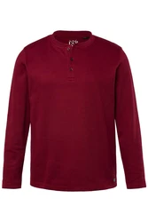 JP1880 T-Shirt Henley Langarm Piqu (JP1880) Dunkelrot/Bordeaux