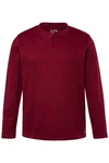 JP1880 T-Shirt Henley Langarm Piqu (JP1880) Dunkelrot/Bordeaux