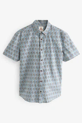 Next Kurzarmhemd Print Blau/Hellblau