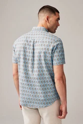 Next Kurzarmhemd Print Blau/Hellblau