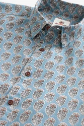 Next Kurzarmhemd Print Blau/Hellblau