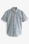 Next Kurzarmhemd Print Blau/Hellblau