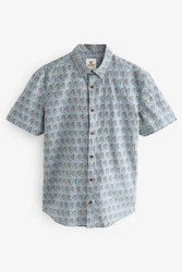 Next Kurzarmhemd Print Blau/Hellblau