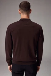 Next Polokragenpullover Regular Fit Poloshirt aus Strick Dunkelbraun/Braun/Dunkelgrün/Grau