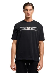 CARLO COLUCCI T-Shirt Di Pastena Schwarz/Hellblau