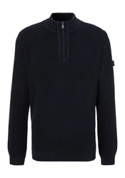 Joop Jeans Strickpullover Henrio mit Reißverschluss Dunkelblau