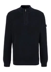 Joop Jeans Strickpullover Henrio mit Reißverschluss Dunkelblau