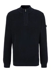 Joop Jeans Strickpullover Henrio mit Reißverschluss Dunkelblau