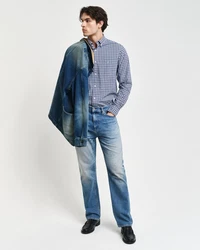 Gant Langarmhemd REG POPLIN SMALL CHECK SHIRT Regular Fit Hellblau/Blau/Grau/Dunkelblau
