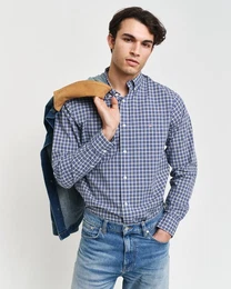 Langarmhemd REG POPLIN SMALL CHECK SHIRT Regular Fit Popeline Hemd mit kleinem Karomuster