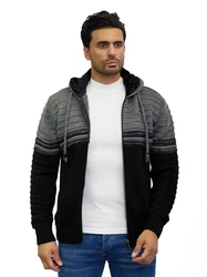 Denim Distriqt Strickjacke Herren Schwarz/Dunkelgrau/Rot