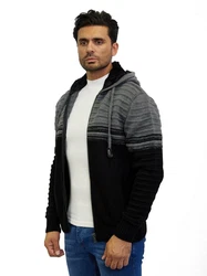 Denim Distriqt Strickjacke Herren Schwarz/Dunkelgrau/Rot