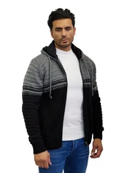 Denim Distriqt Strickjacke Herren Schwarz/Dunkelgrau/Rot