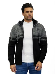 Strickjacke Herren Strickjacke mit flauschiger Kapuze und Seitentaschen