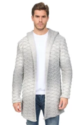 Denim House Kapuzenstrickjacke Grau/Creme/Weiß/Silber