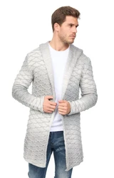 Denim House Kapuzenstrickjacke Grau/Creme/Weiß/Silber