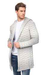 Denim House Kapuzenstrickjacke Grau/Creme/Weiß/Silber
