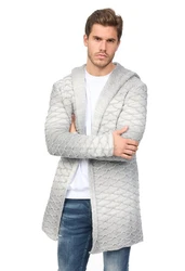 Denim House Kapuzenstrickjacke Grau/Creme/Weiß/Silber