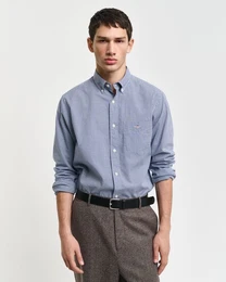 Langarmhemd REG POPLIN MICRO GINGHAM SHIRT Regular Fit Popeline Hemd mit Vichy-Minikaro
