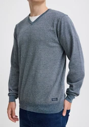 BLEND Pullover Bruton V-Ausschnitt Grau/Blau/Dunkelblau/Hellblau