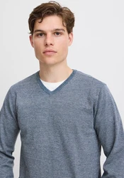 BLEND Pullover Bruton V-Ausschnitt Grau/Blau/Dunkelblau/Hellblau