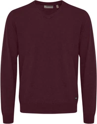 BLEND Pullover Bruton V-Ausschnitt weinrot