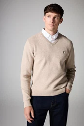 2-in-1-Pullover Regular Fit Pulli mit V-Ausschnitt und Hemdeinsatz (1-tlg)