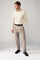 Next Langarmhemd Pflegeleichtes Slim Fit Hemd mit Struktur Weiß/Khaki/Beige