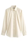 Next Langarmhemd Pflegeleichtes Slim Fit Hemd mit Struktur Weiß/Khaki/Beige