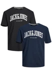 Jack & Jones T-Shirt 2-er Set Logo T-Shirt Kurzarm Basic Shirt JJELOGO (5581) Schwarz/Blau (5581)