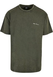 URBAN CLASSICS T-Shirt Oversized Small Embroidery Tee Dunkelgrün/Grün