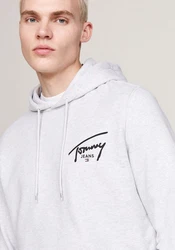 Tommy Jeans Kapuzensweatshirt TJM REG ENTRY GRAPHIC HOODIE Grau/Weiß/Braun