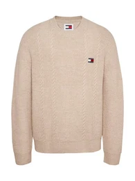Sweatshirt TJM SLIM CABLE KNIT CNECK mit bestickten Markenlogo, Strickmuster