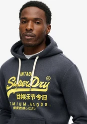 Superdry Kapuzensweatshirt Neon VL Graphic Hoodie nachtblau/gelb/wei