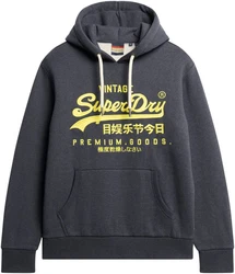 Superdry Kapuzensweatshirt Neon VL Graphic Hoodie nachtblau/gelb/wei