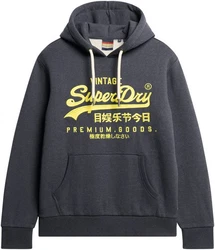 Superdry Kapuzensweatshirt Neon VL Graphic Hoodie nachtblau/gelb/wei