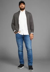 Man's World Strickjacke Dunkelgrau/Grau/Braun/Hellgrau