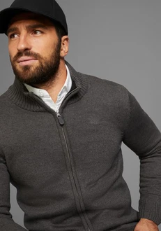 Man's World Strickjacke Dunkelgrau/Grau/Braun/Hellgrau