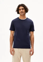 Armedangels T-Shirt JAAMES Schwarz/Dunkelblau